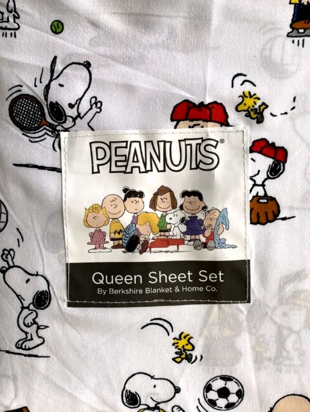 Peanuts Snoopy Charlie Brown Sports Queen Sheet Set Tennis Baseball